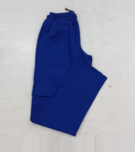 Calça de brim azul marinho masculina e feminina