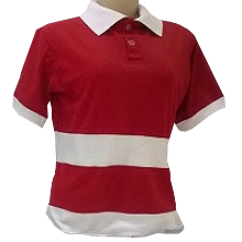 Camisa polo baby look feminina listrada vermelho branca adulto infantil